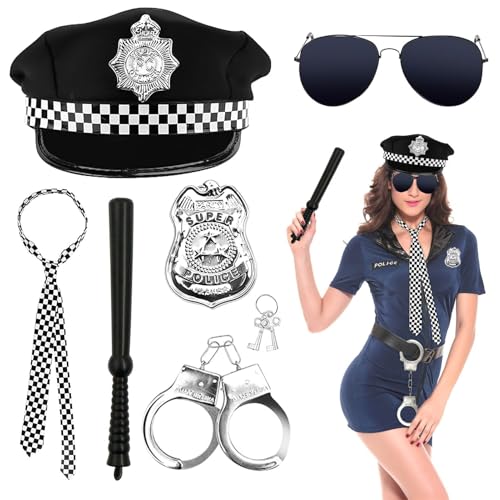 7 Pièces Ensemble Daccessoires de Déguisement de Police,Casq
