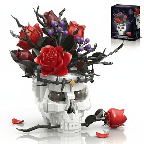 Kit de Construction Crâne Gothique avec Rose - Décoration Es