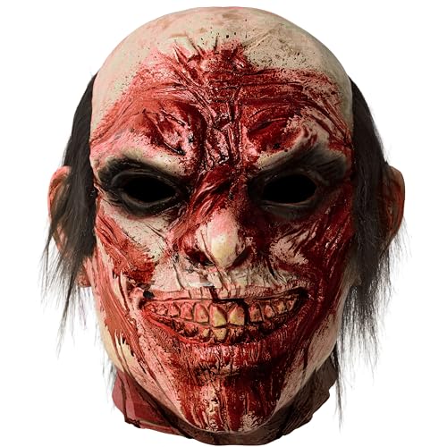 Spooktacular Creations Masque de zombie effrayant pour Halloween, monstre biochimique et effrayant en latex pour adulte, accessoire de déguisement de fête