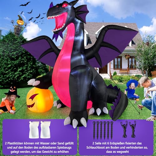 Danxilu Dragon Gonflable Halloween Décoration 2,7 m avec Cit
