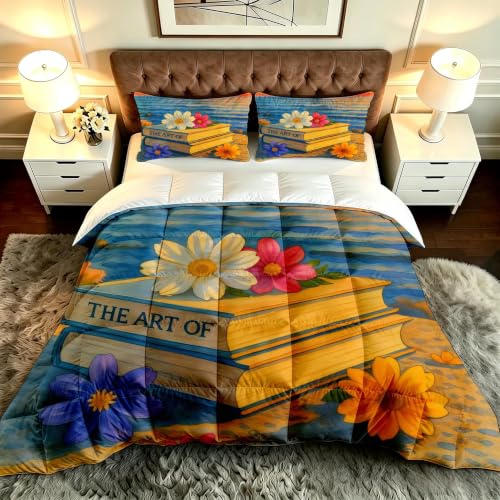 ZZXHG Couette 3D 240x260 cm Livre-Fleur Literie Premium pour