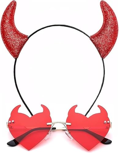 Accessoires de diable dHalloween, cornes diables et lunettes