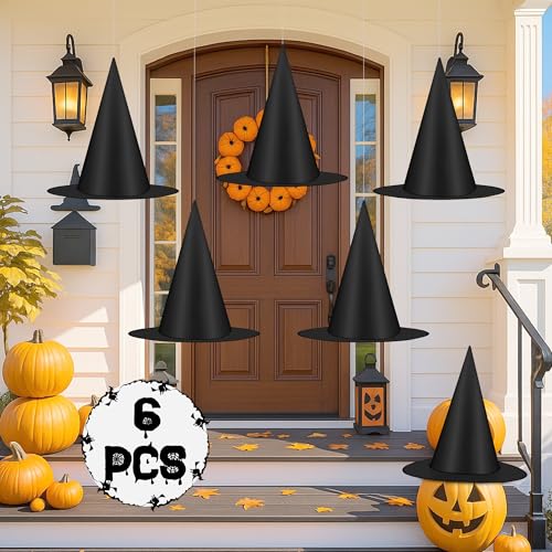 Lot de 6 chapeaux de sorcière noirs pour décoration dHallowe