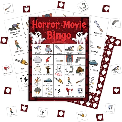 Jeu de bingo de film dhorreur, cartes de jeu dHalloween pour