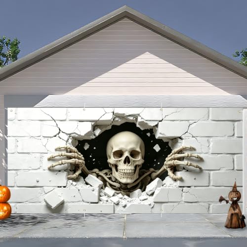 CRYSLOVE Bannière de Porte de Garage Halloween 400×180 cm -D