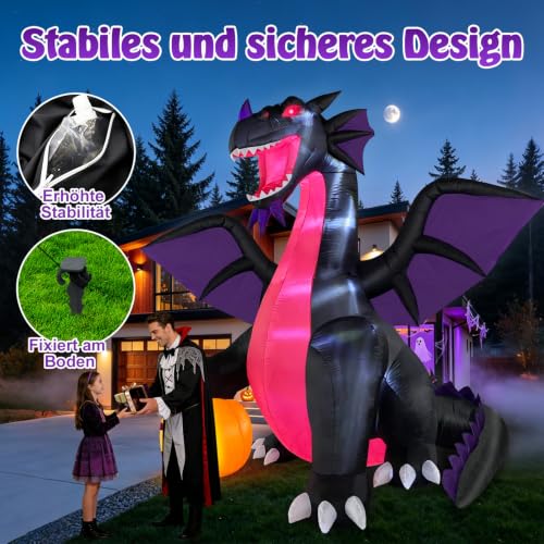 Danxilu Dragon Gonflable Halloween Décoration 3,6 m avec Cit