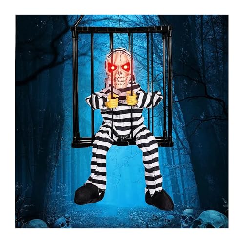 TRIXES Squelette Halloween Effrayant en Cage avec cris