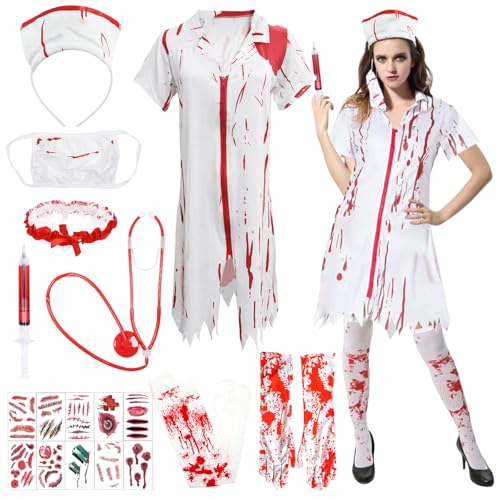 Deguisement Halloween Femme, Déguisement Infirmière Zombie H