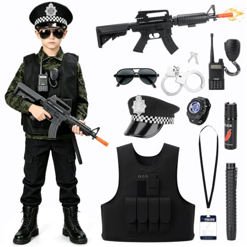 deAO Jeux De Rôle Deguisement Policier Enfant con 12Pcs Acce
