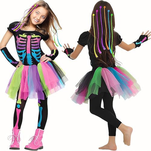 JOYTIX®Costume Squelette Effrayant Enfant 2025: Jupe Balleri