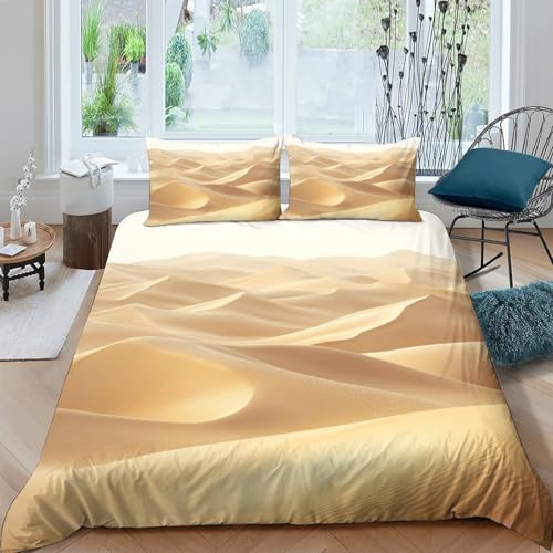Housse de Couette Dunes 3D Imprimée, Microfibre Couvre-lit F