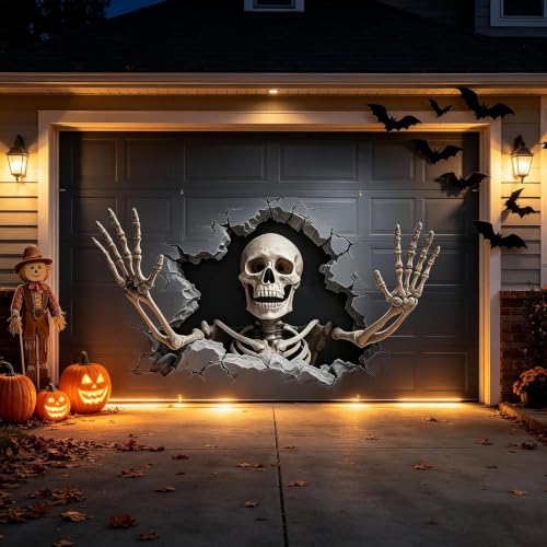 Générique Décoration Halloween Porte Garage 6x13ft Crâne Mai