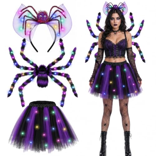 Beipegin LED Costume Araignée Femme Deguisement Halloween Ca