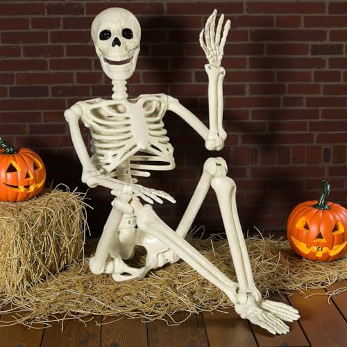 Squelette Halloween 165 Cm Articulé | Décor Extérieur Et Intérieur | Articulations Mobiles | Plastique Résistant Aux Intempéries