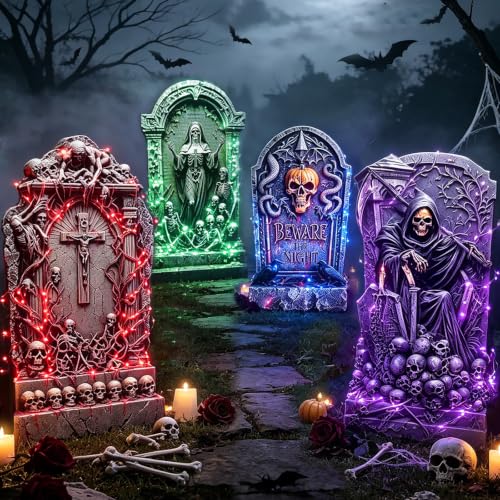 4 Pièces Tombe Decoration Halloween Exterieur, Pierre tombal