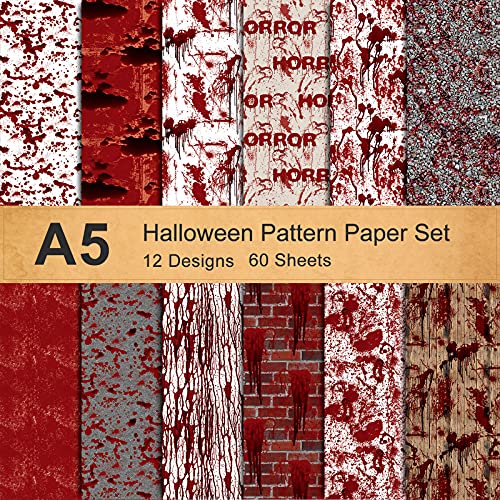 Whaline Lot de 60 feuilles de papier à motif dhorreur dHallo