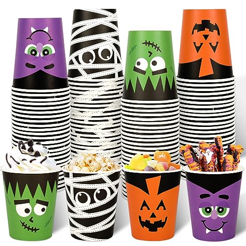 Whaline Lot de 100 gobelets jetables en carton pour Hallowee