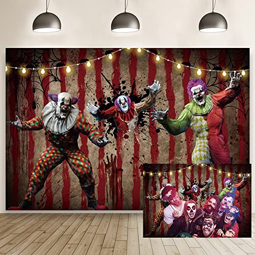 OERJU Toile de fond de clown dHalloween 3 x 2 m - Horreur ef
