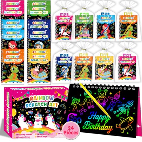 Elfew 24 Pièces Carte a Gratter Enfant de 3 à 12 Ans, avec C