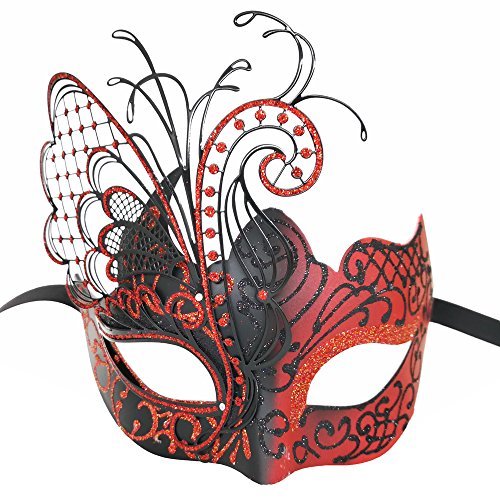 Ubauta Masque de femmes vénitiennes en métal strass papillon