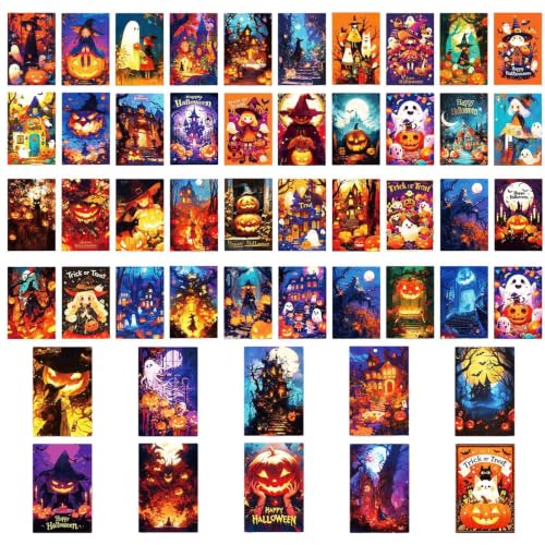 Lot de 50 cartes dHalloween avec notes décoratives et invita