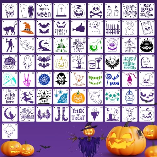 Lot de 64 pochoirs dHalloween de 7,6 cm pour travaux manuels