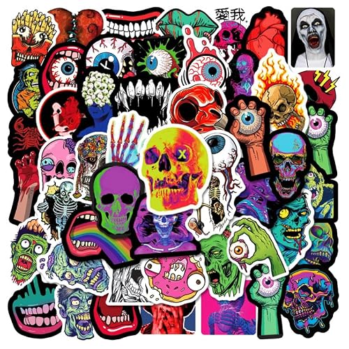 Lot de 50 autocollants Zombie en vinyle pour bouteille deau,